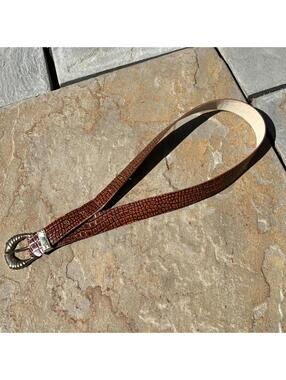 Y2K Brown Crocodile Embossed Faux Leather Belt